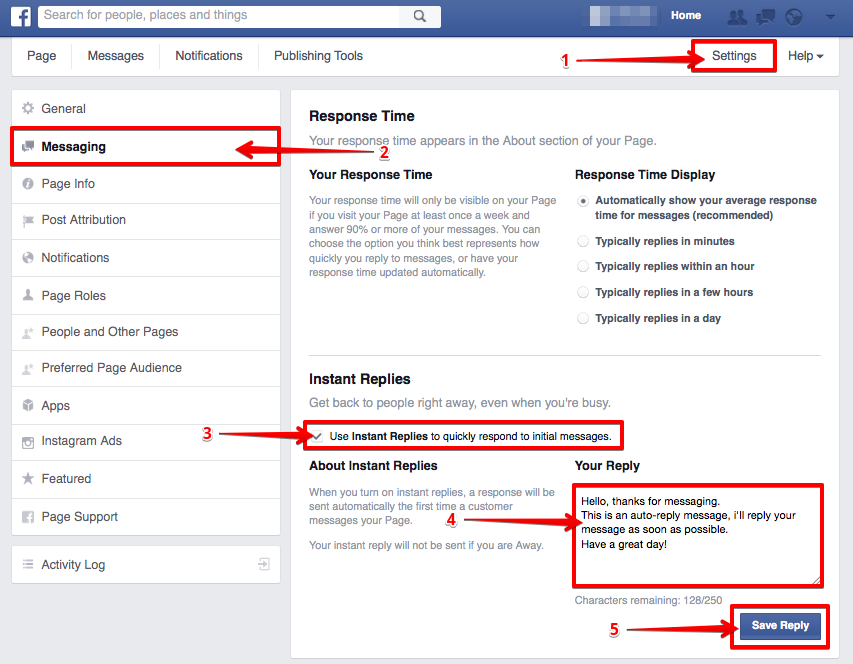 Ticksy: Printing “How to set up an auto-reply in Facebook messages”