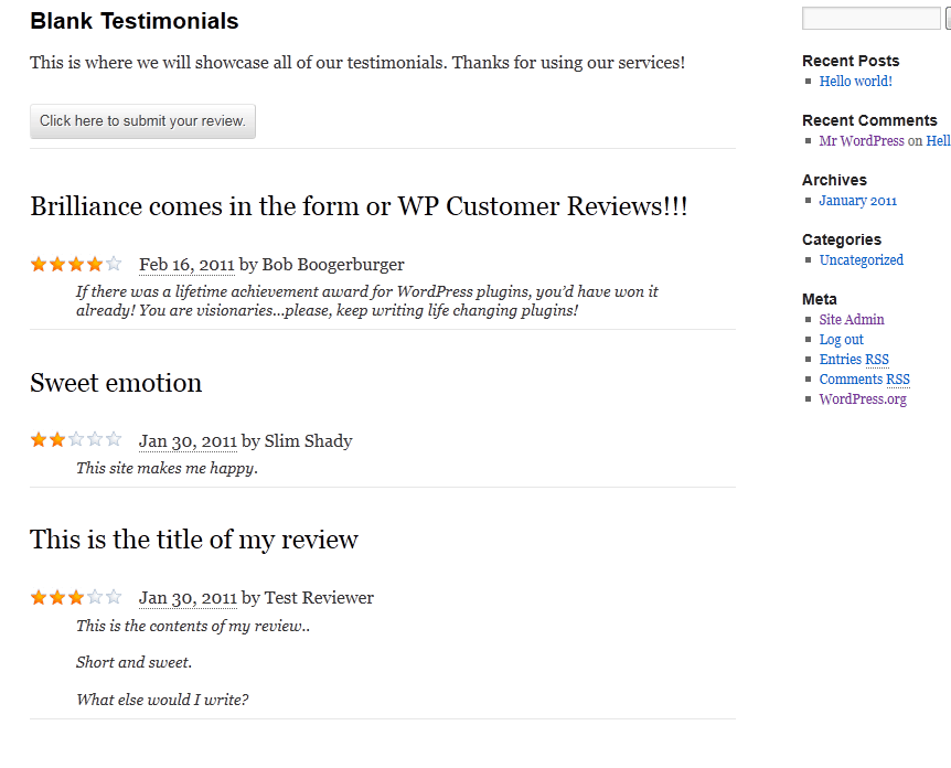 WordPress Customer Reviews