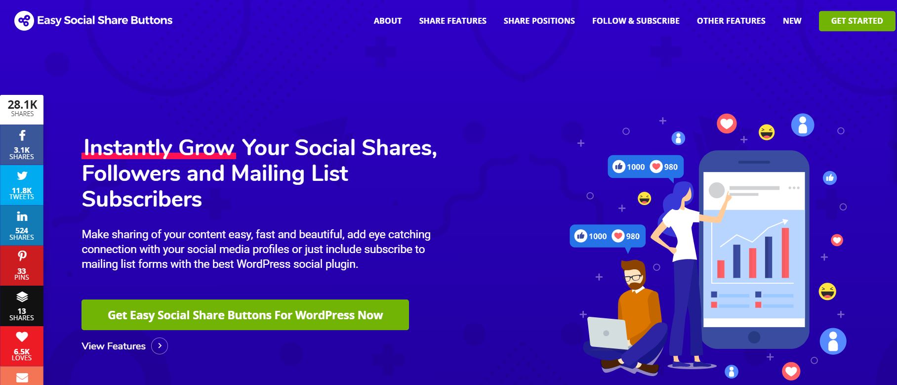 easy social sharing buttons