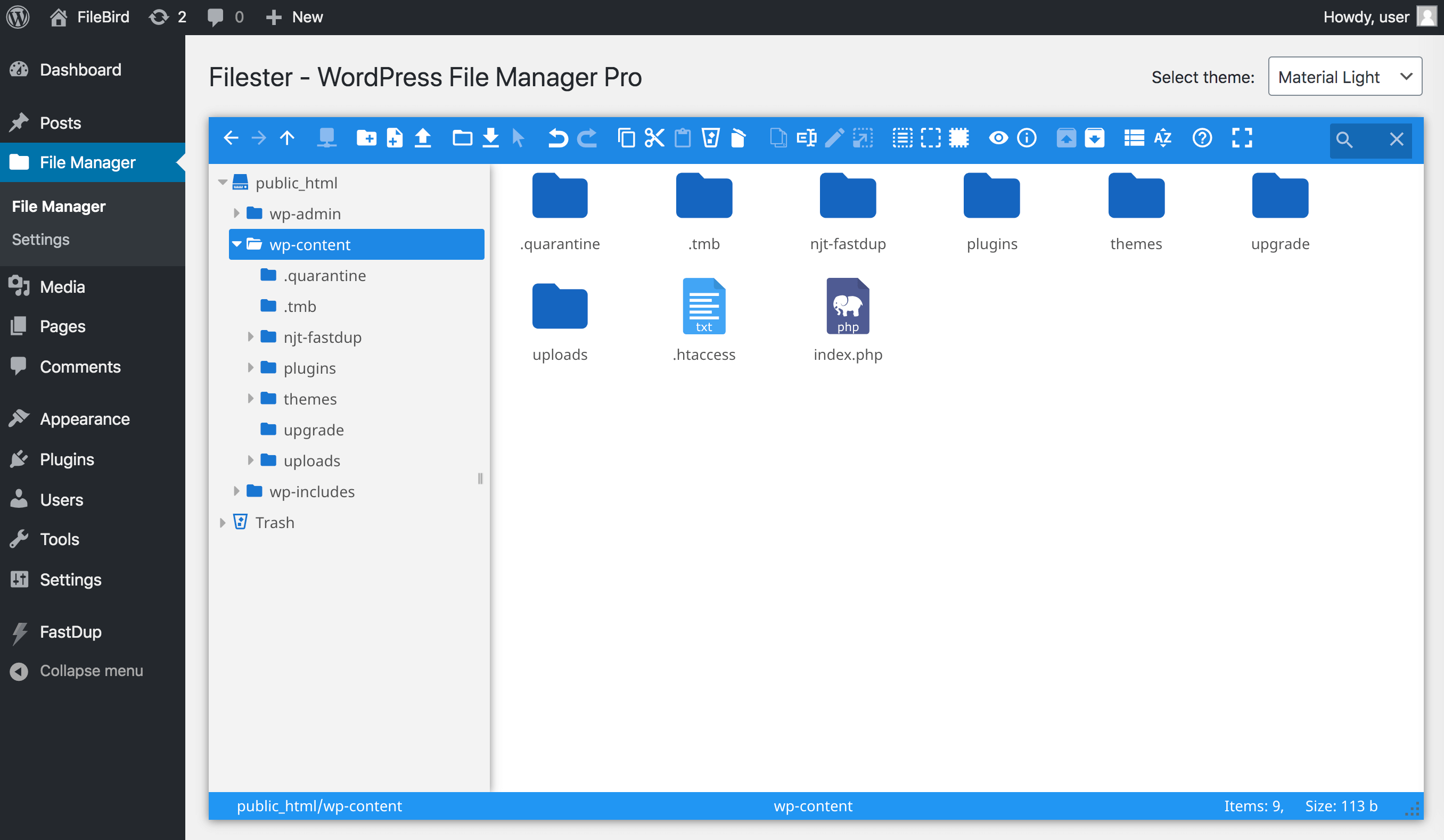 Filester file manager pro user interface