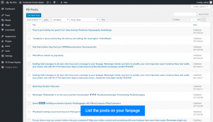 List the posts on your fanpage
