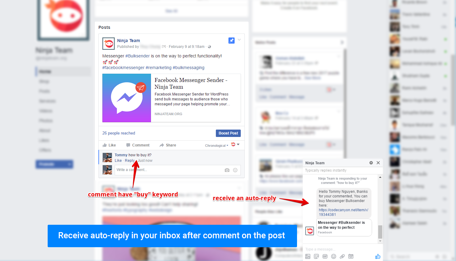 auto post comments to website from facebook