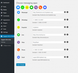 all instant message platforms in this WordPress support plugin