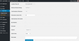 Ninja Google Place Reviews Pro shortcode