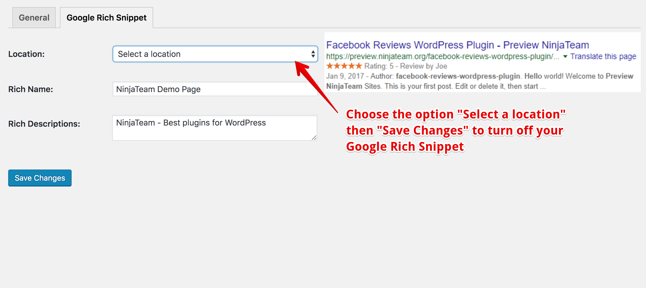 Google Rich Snippet - Option turn off