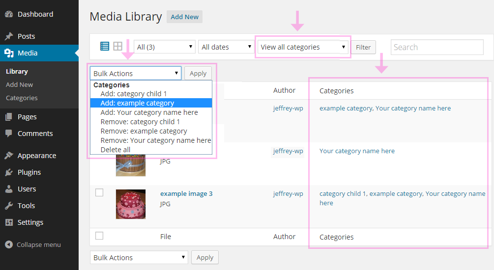 media library categories 1