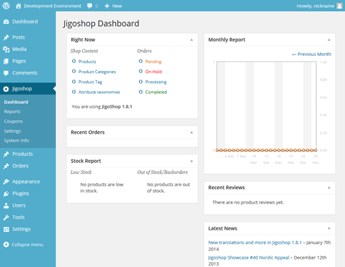 jigoshop dashboard