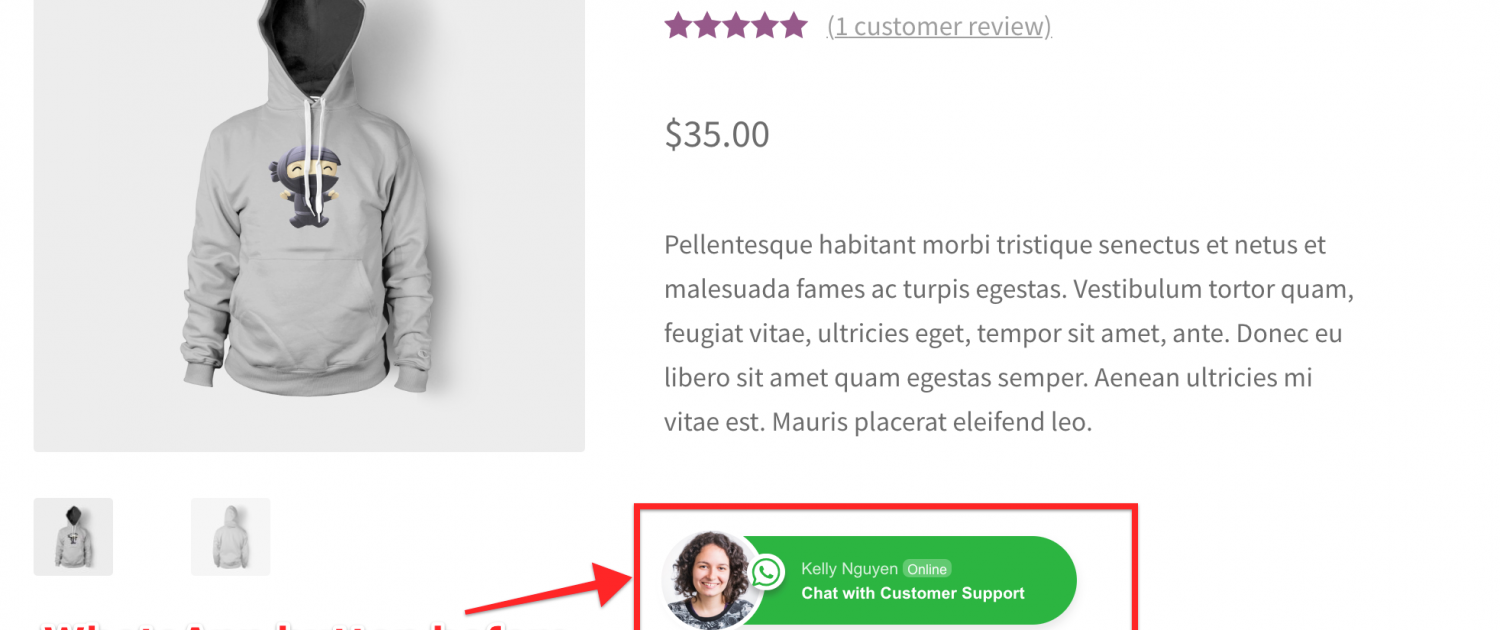 WhatsApp button before Add to cart button on WooCommerce product page