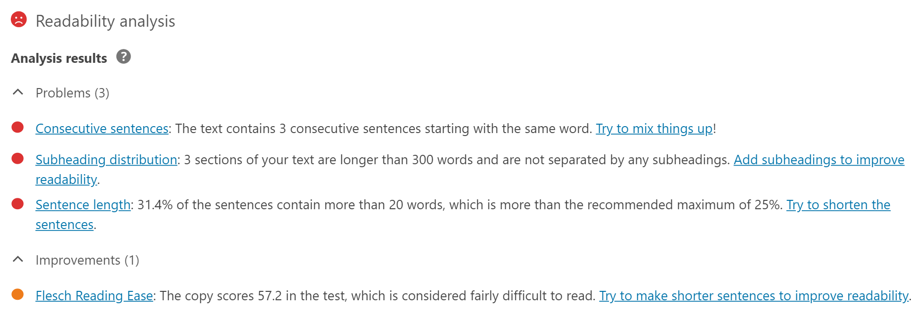 WordPress SEO by Yoast readability