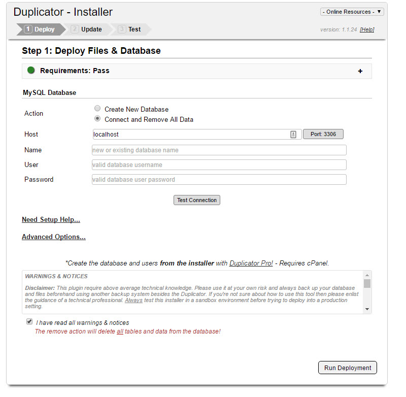 duplicator plugin installer