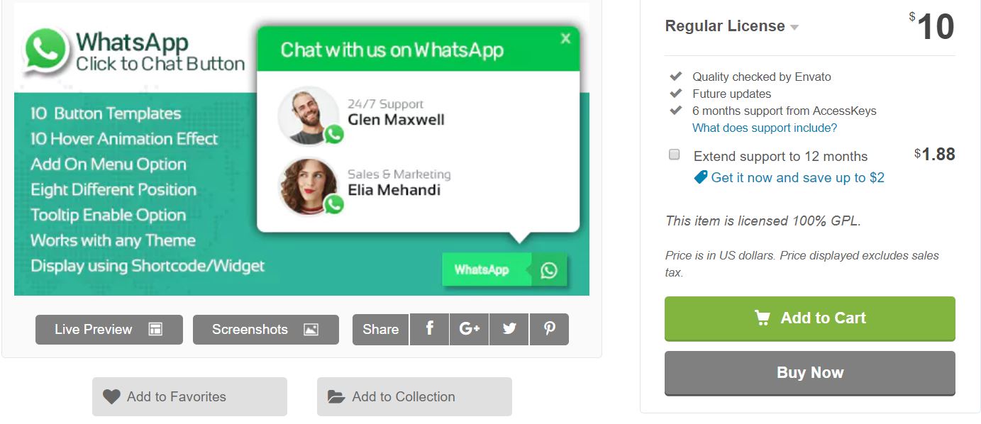 wp whatsapp button