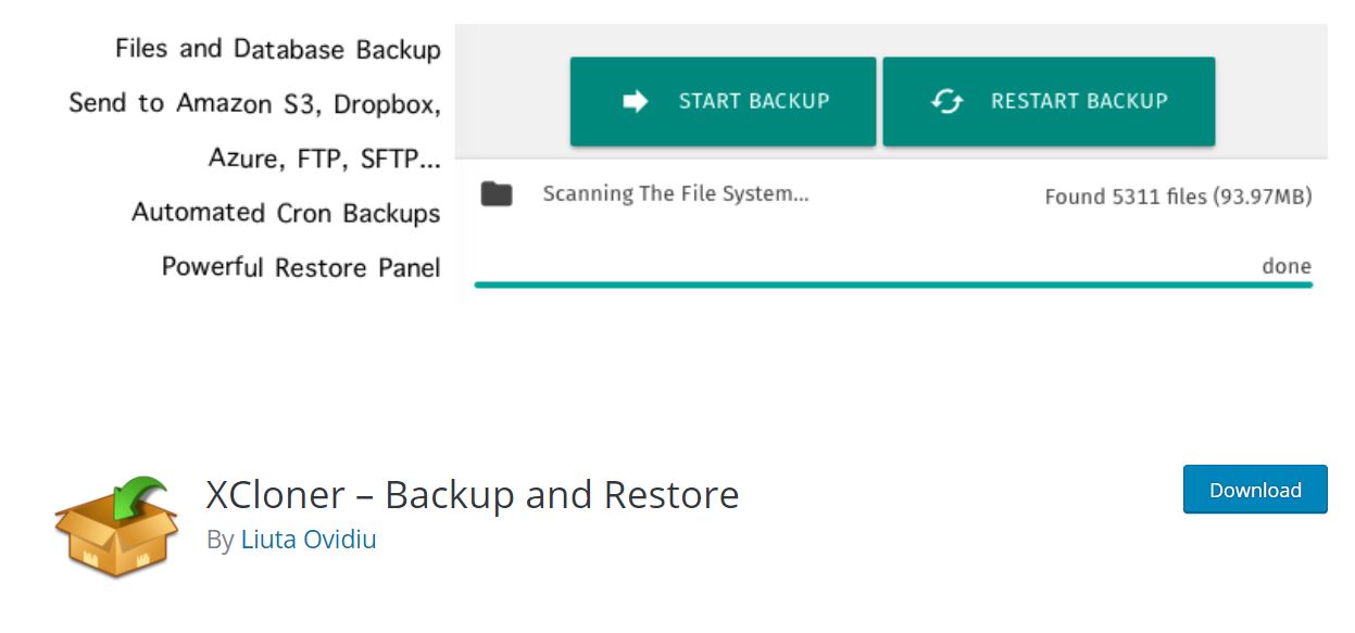 xcloner backup and restore plugin