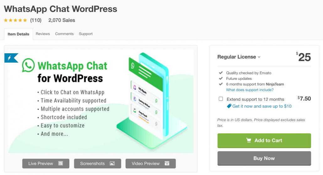 add whatsapp to website wordpress