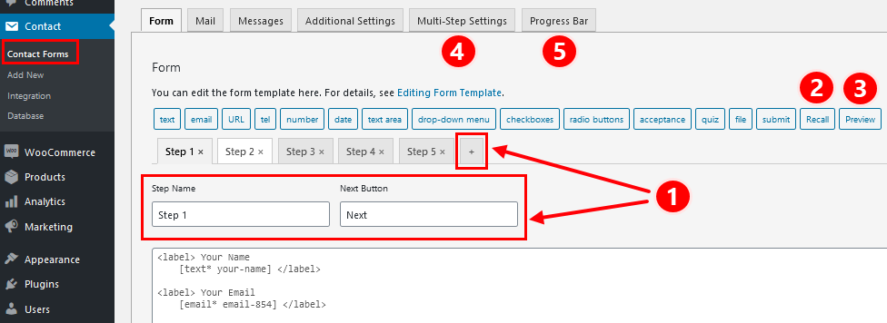 Contact Form 7 Multi Step Settings