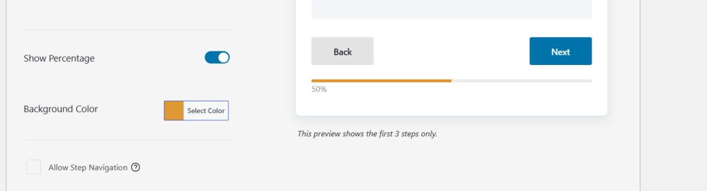 show percentage