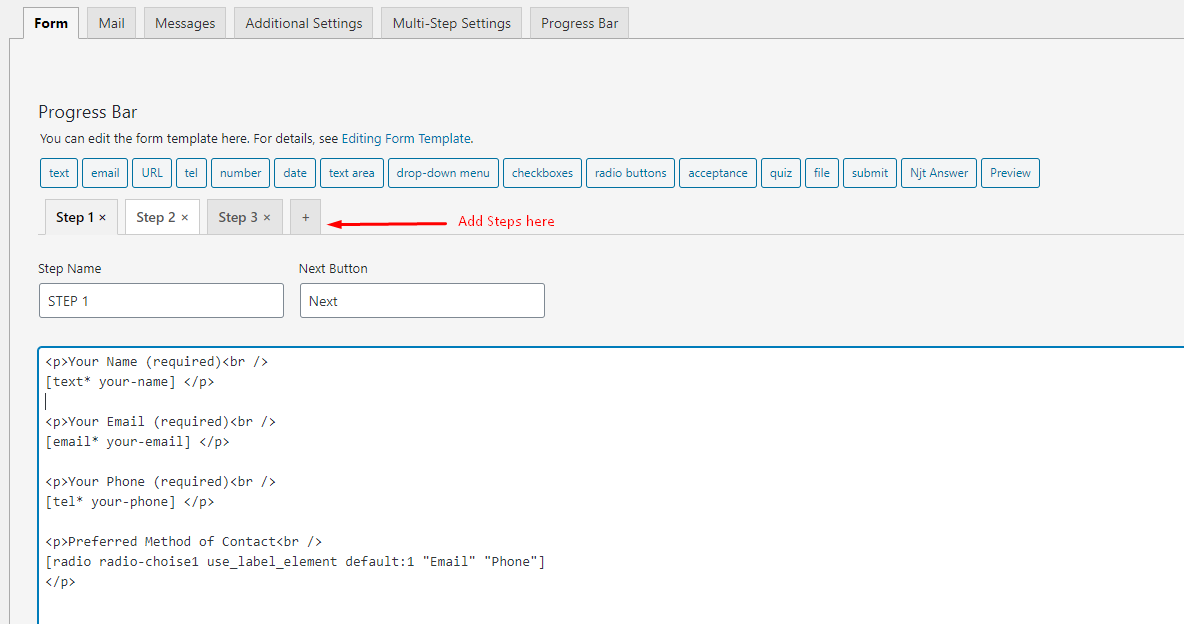 Contact form 7 multi step ninja team