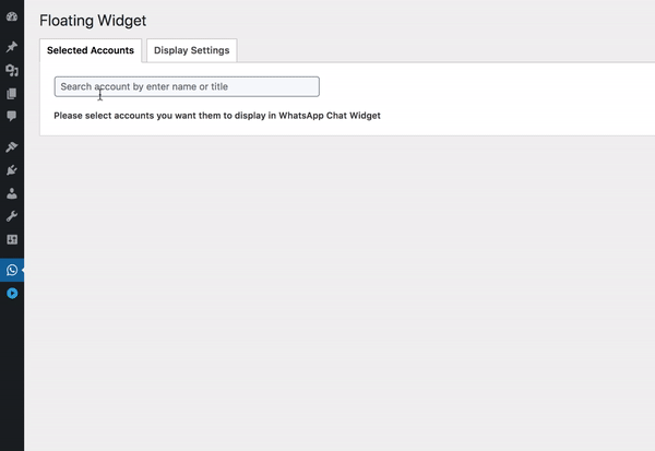 whatsapp plugin - floating widget settings