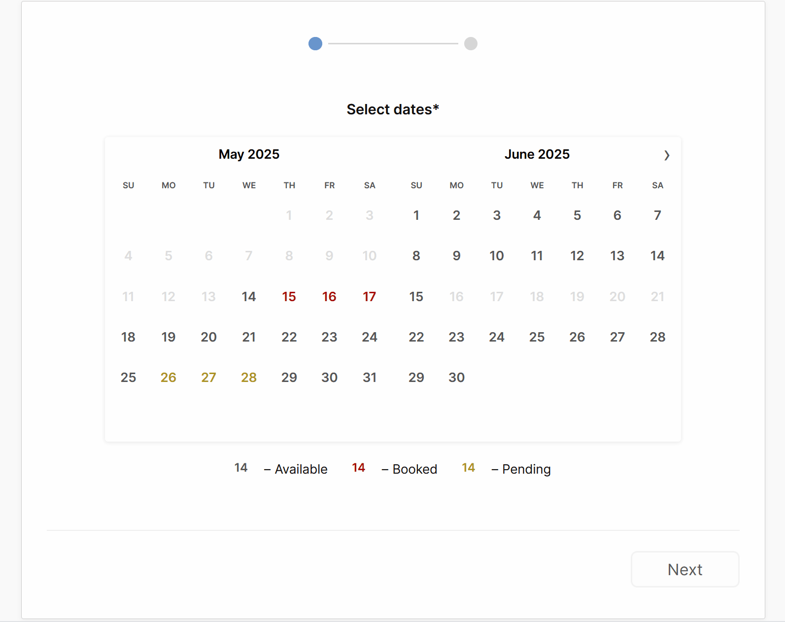Booking Calendar demo
