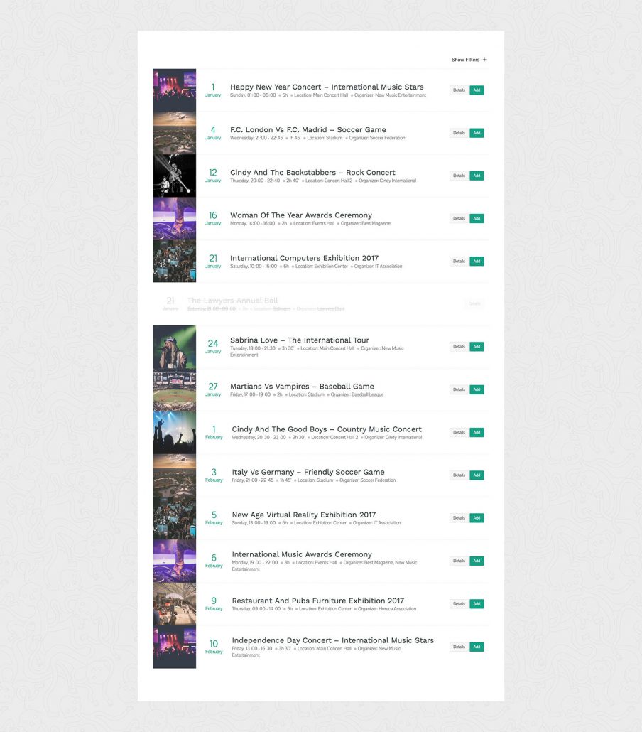 Events Schedule Demo