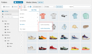 Sort files in FileBird - WordPress media library folders