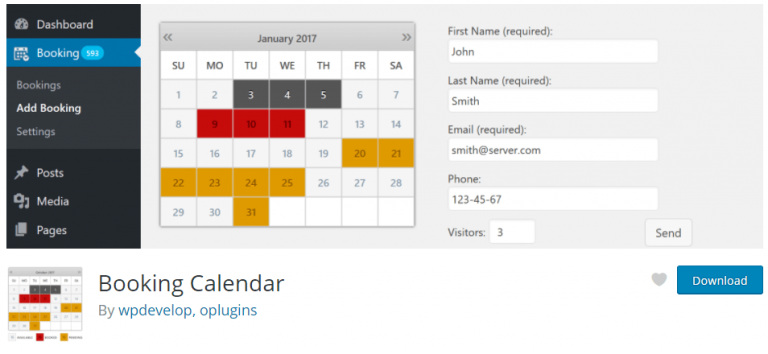 Booking calendar Ninja Team