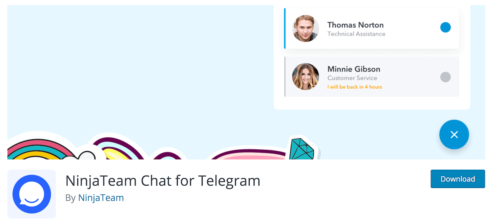 NinjaTeam WP support chat plugin for Telegram