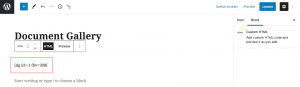Create a document gallery with shortcode in Gutenberg