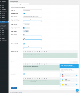 Telegram floating widget settings