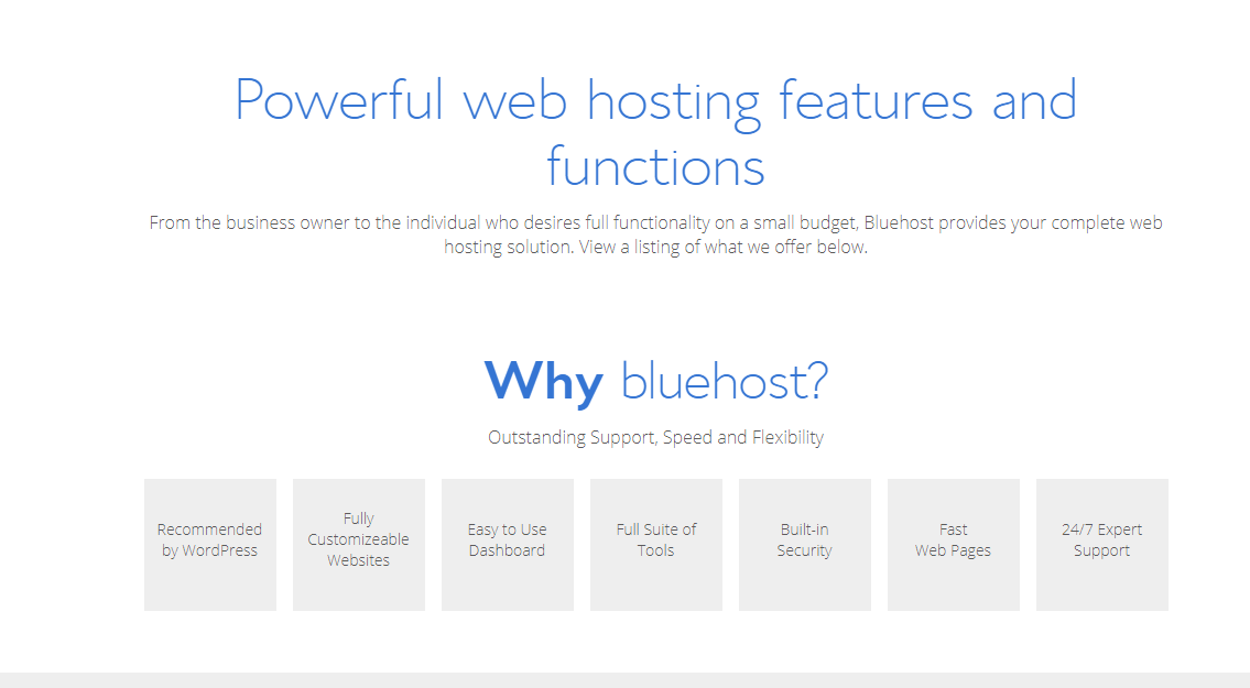 Bluehost features