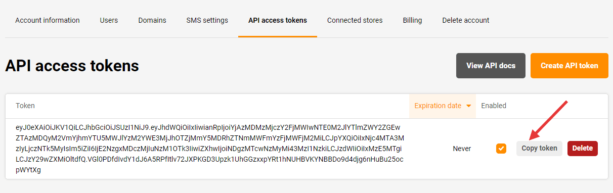 API access token