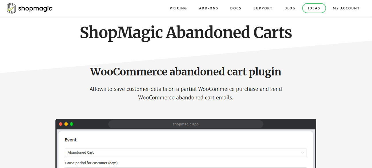 Shopmagic WooCommercer abandoned cart recovery email