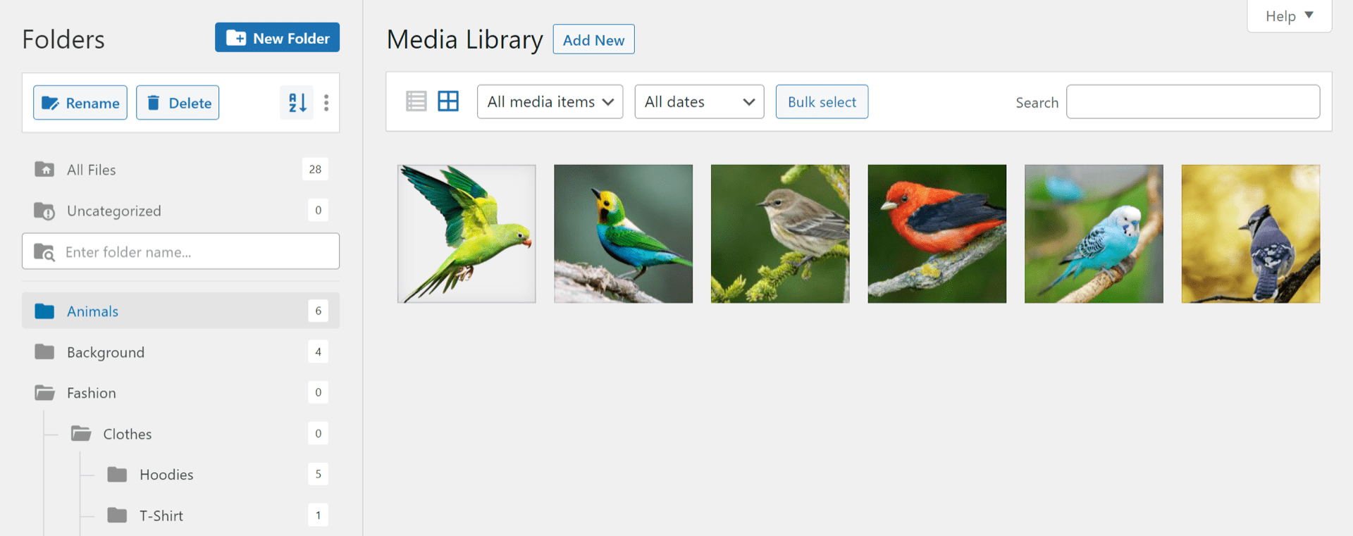 Organize WordPress media with folders