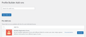 Activate Multiple registration forms addon