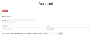 Manage Profile Builder Pro plugin license