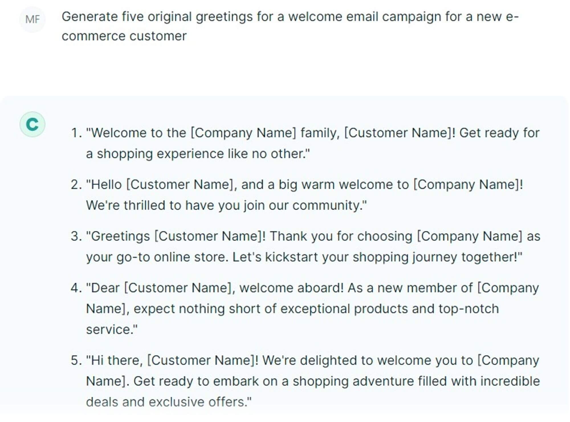 Welcome email templates for an ecommerce new customer