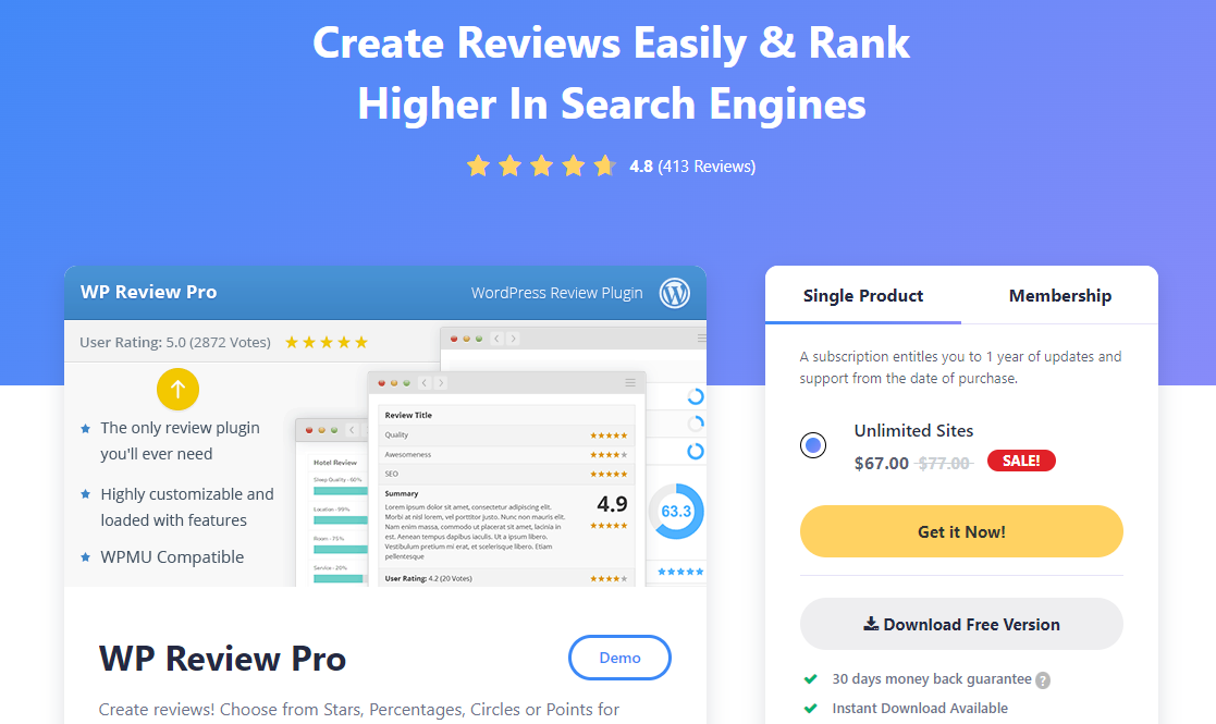 wp review pro - wordpress review