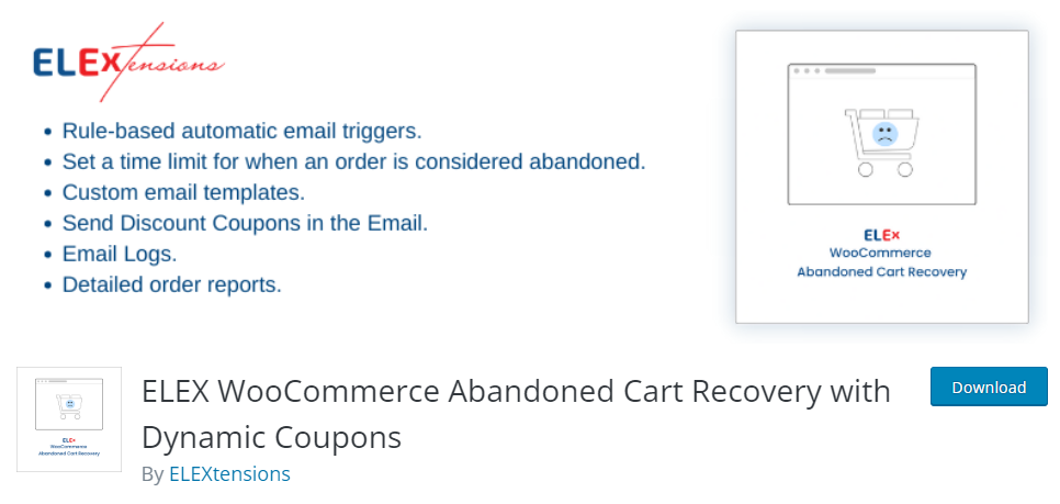 ELEX abandoned cart - WooCommerce follow-up email plugin