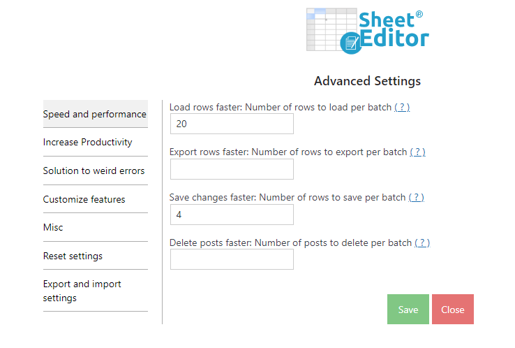 wp sheet editor configuration - bulk edit in WooCommerce