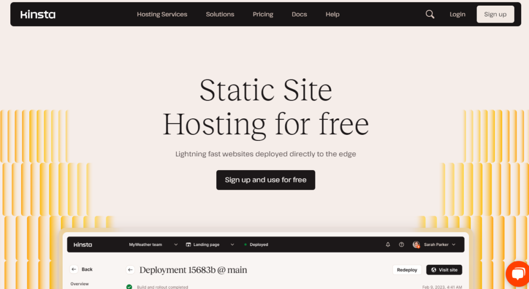 kinsta static site hosting