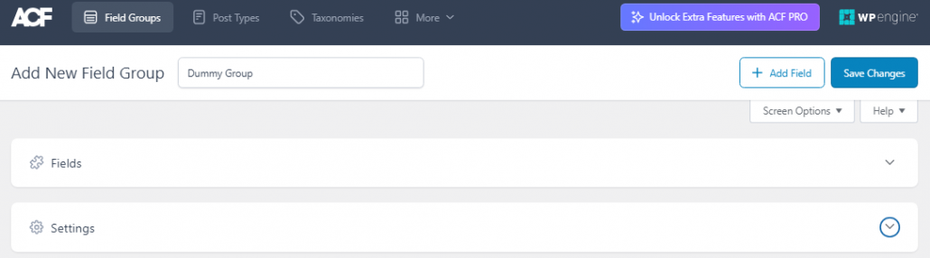 field group settings - Use Advanced Custom Fields with Elementor