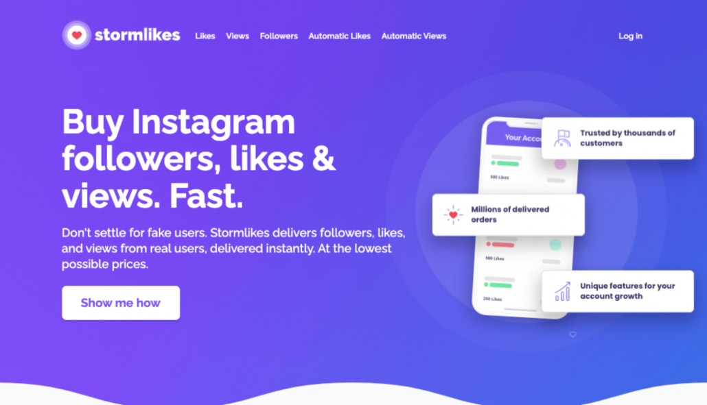 Stormlikes offers targeted Instagram marketing services, allowing users to gain likes, views, and followers