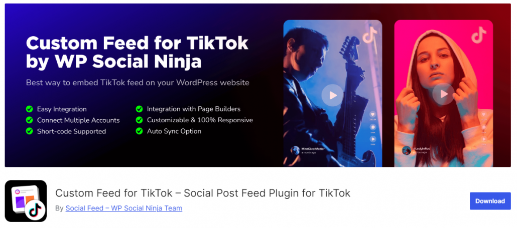 Custom Feed for TikTok - tiktok plugins for wordpress