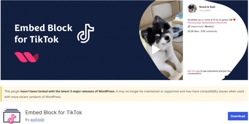 Embed Block for TikTok - tiktok plugins for wordpress