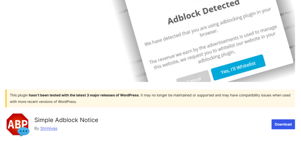 Simple Adblock Notice