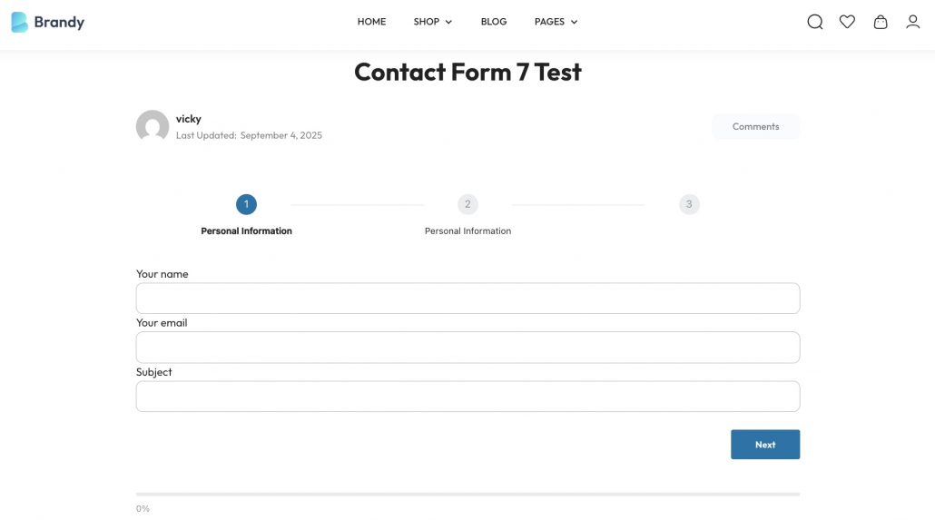 Multi step for CF7 in the front end