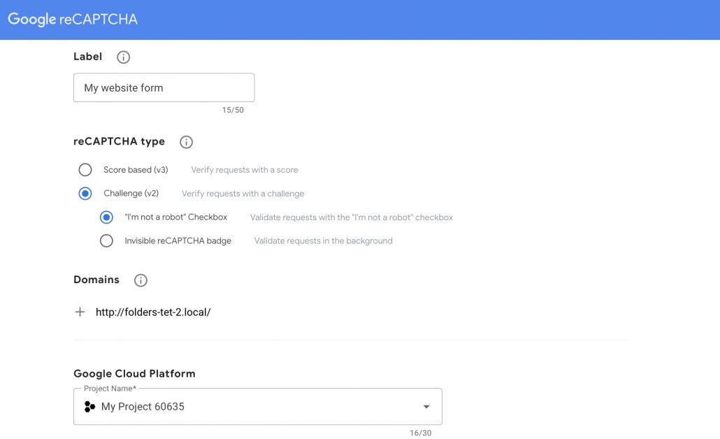 Register website with GG Recaptcha