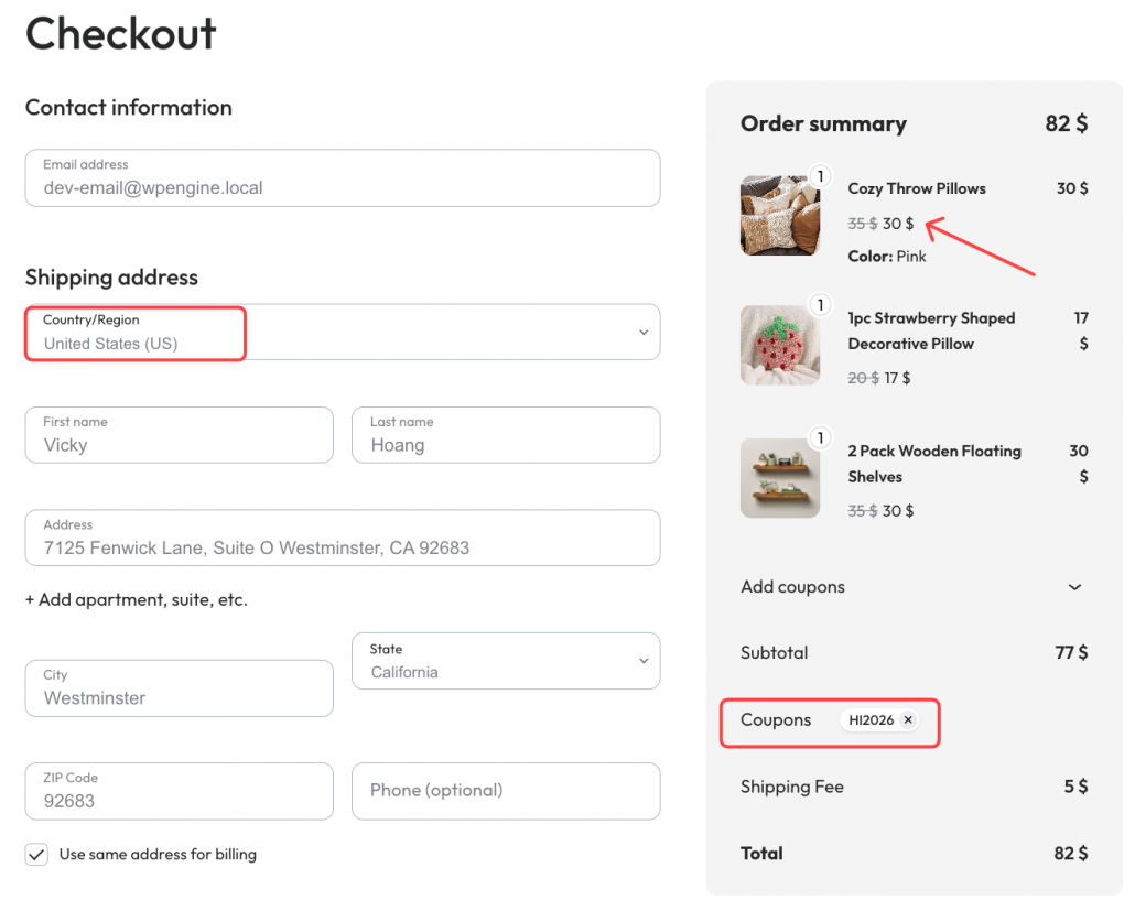 the front-end of store when apply coupon code base on location rule