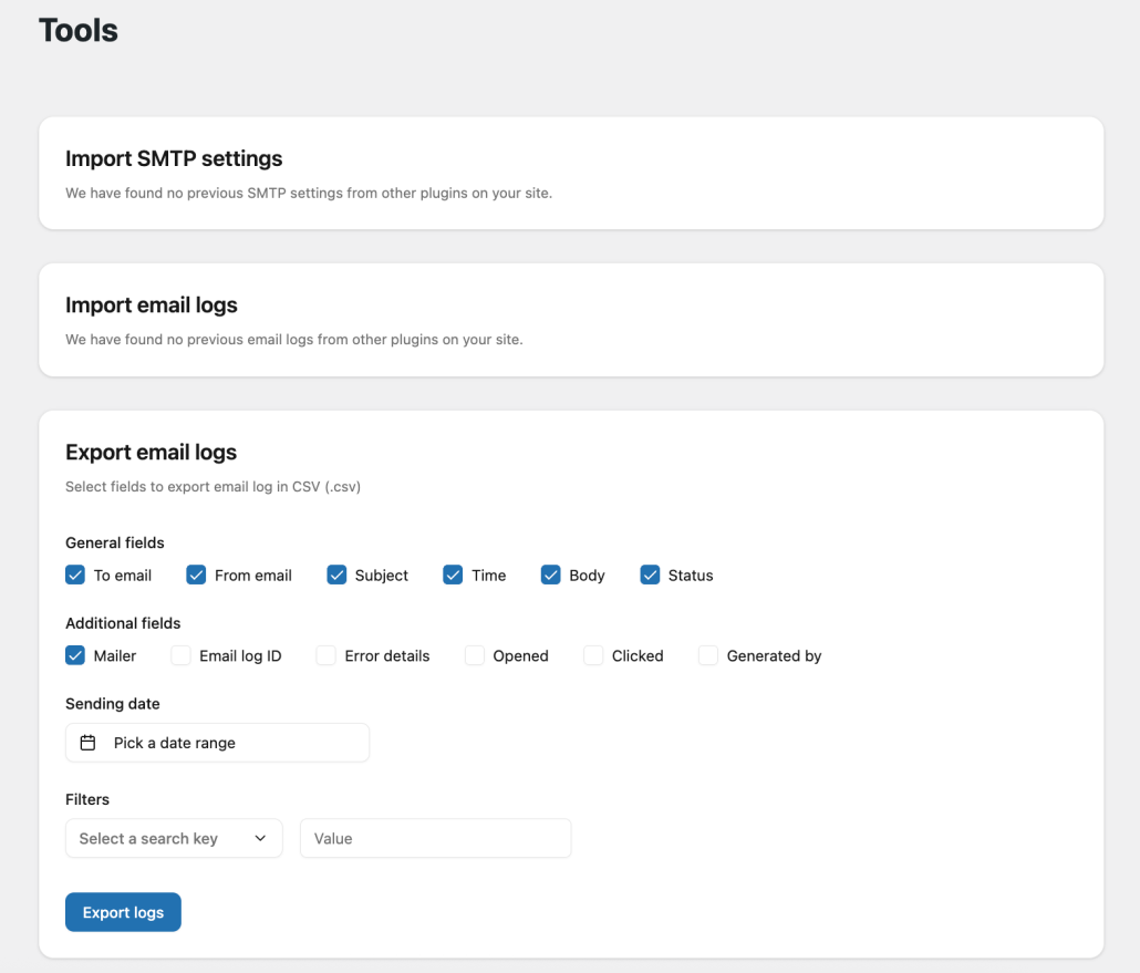 Tools tab of YaySMTP