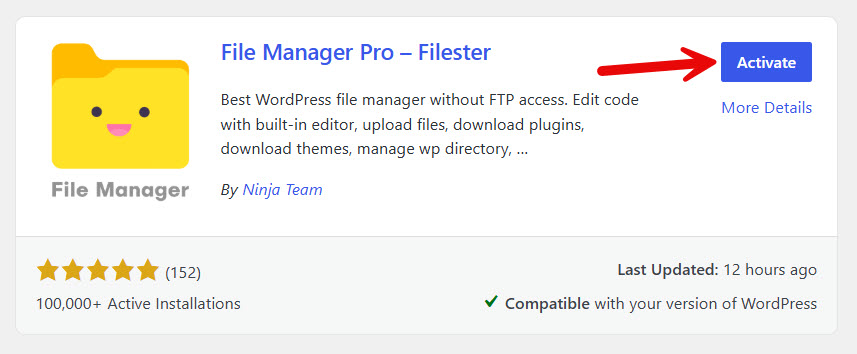 activate filester - Edit Code Files Directly From Your WordPress Dashboard