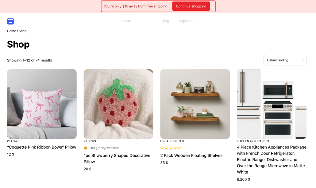 Free Shipping notification bar